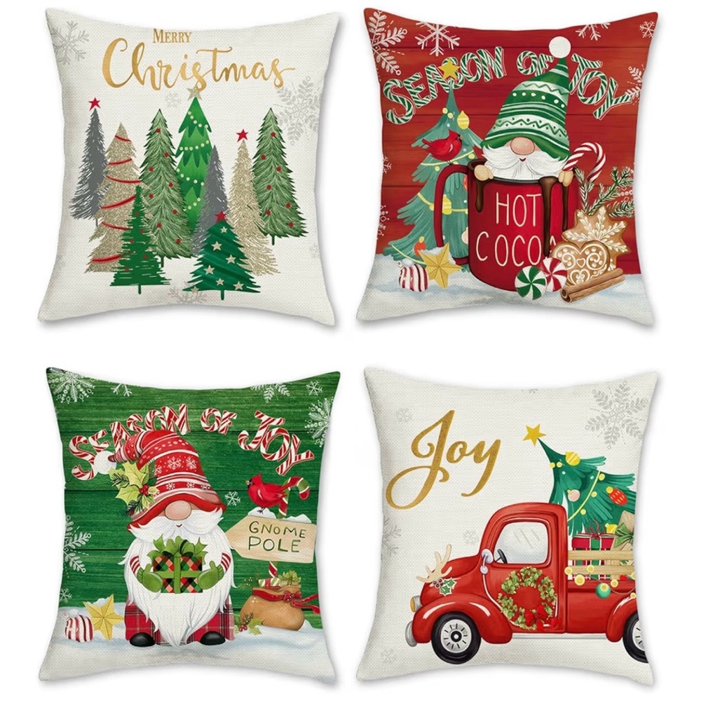 Festive Christmas Gnome Pillow Covers Set